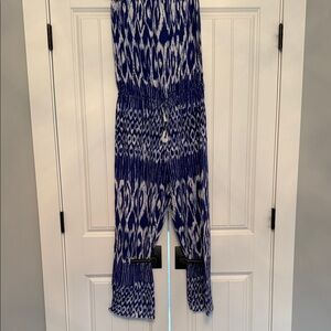 Blue and White Patterned Jumpsuit